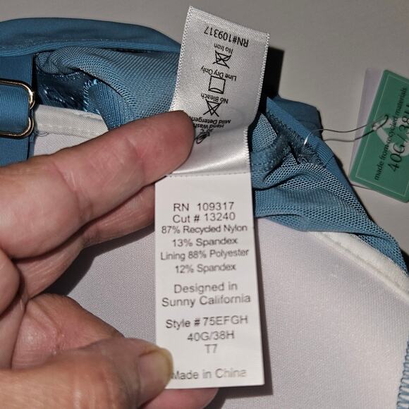 New Sunsets Taylor Tankini Top 40G/38H Ocean Blue Sustainable Swimwear Pool NWT - Picture 6 of 8